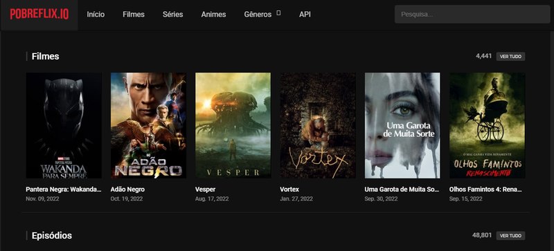site Pobreflix filmes online